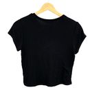 Reformation  Black Ribbed Baby Tee Crop Top Y2K Style Stretch Women’s Small Photo 1