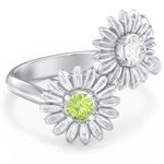 Sunflower Toi Et Moi Diamond Peridot 14k White Gold Ring 5 Photo 1
