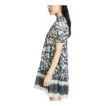 Ulla Johnson  Dahlia Dress Blue Batik Short Puff Sleeves Crew Neck Silk Lurex 2 Photo 10