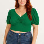 SheIn  Green Curve Crop Top Size 1X Large Photo 0
