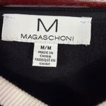 Magaschoni  Black Varsity V-Neck Sweatshirt Modal Blend Size M Athletic Preppy Photo 6