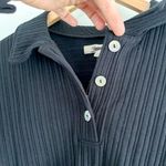 Madewell | NWT | Variegated Rib Boxy Polo Shirt | True Black | Sz XXS Photo 3