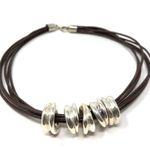 Sterling Silver , brown leather cording choker Photo 1