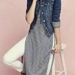 Anthropologie Postmark Striped Henley 3/4 Sleeve Side Slit Tunic Dress Photo 1