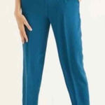 Boden Teal Blue High Waisted Belted Cropped Ankle Pants Women's Size 6 Photo 1