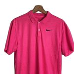 Nike  dri fit ladies bright pink with speckles athletic polo shirt size small Photo 1