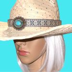 Stylish Tan Cowgirl Hat with Turquoise Accent and a little sparkle all over! Photo 2