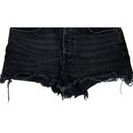 ZARA  The High Rise Cotton Distressed Cut Off Shorts Button Fly Denim 6 Black Photo 4