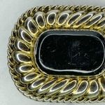Vintage Gold Tone Black Cabochon Ornate Rope Border Belt Buckle ✨ Photo 2
