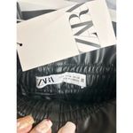 ZARA NWT Faux Leather Elastic Waist Belted Paperbag Short Black Women's Size M Photo 2