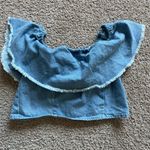 American Eagle  Denim Off The Shoulder Crop Top Size Medium NWOT Photo 0