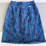 Vintage 80s New Breed Blue Purple Floral Print Denim Pencil Mini Skirt Size 9/10 Photo 4