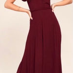 Lulus Burgundy Wide-Leg Jumpsuit NWT | Women’s Small | Flutter Sleeve Deep V Photo 0