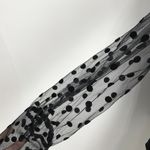 SheIn Black Crew Neck Polka Dot Mixed Mesh Puff Long Sleeve Blouse Top Size 6 Photo 3