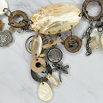 Mother of Pearl Coconut Shell Beaded Chain Belt One Size (OS) Boho ✨ Silver Photo 5