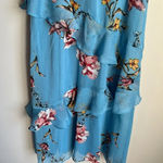 Avec Les Filles NEW  Floral Cascading Ruffle Midi Dress in Cerulean Blue Photo 7