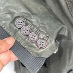 Jakett Etc Womens Leather Long Sleeve Lightweight Blazer Jacket Green Gray Mediu Size M Photo 4