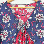 Suzanne Betro Weekend Tunic Blouse Womens Sz 1X Blue Floral Crochet Peasant Boho Photo 2