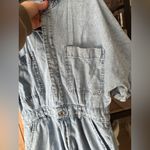 Mango  denim romper playsuit light wash chambray short sleeve pockets button down Photo 8