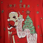 Rare Vintage Christmas Bear Holiday Sweater All Over Print Double Sided Santa Red Size 2X Photo 2