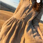 NWT Sauths 100% Linen Evita Tiered Dress in Almond Size XS Tan Photo 3