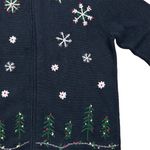 Field Gear Vintage Women’s Zip Cardigan Sweater S Navy Blue Snowflakes Christmas Photo 1