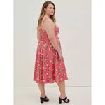 Torrid Coral Cupcake Print Sweetheart Midi Dress Poplin Fit Flare NEW 00 10 Photo 1