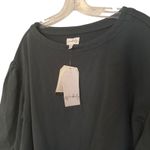 Wonderly  Knit Woven Mix Pullover Top Puff Sleeve Women's Medium Green Preppy Photo 4