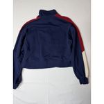 Fabletics  Navy Red Colorblock Quarter Zip Cropped Sweatshirt Women Medium Photo 6