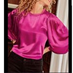 Nation Ltd  Blouse Womens XL Shirt Donna Bell Sleeve Top Miss Magenta Silky Satin Photo 5