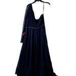 Mac Duggal  One-Shoulder Bell Sleeve Lace Gown Navy blue 11244 size 16 UB Photo 6