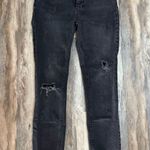 Free People  Black Fringe Distressed Raw Hem Skinny Jeans W27 Photo 1