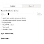 Vince  Washed Black Cargo Utility Denim Wide Leg Jean Pants Photo 4