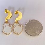 Handmade Kawaii white cat moon dangle earrings💕 Photo 2