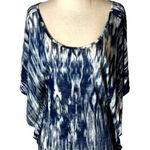 Velvet By Graham & Spencer Shirt Women Small Blue Ikat Batwing Sleeve Blouse Photo 0