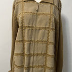 Studio Works Vintage 90s Leather Patchwork Sweater M Full Zip Brown Boho Western Rustic Ranch Photo 0