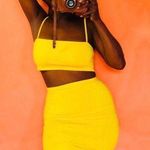 Crop Top And Skirt Set Yellow Size M Photo 0