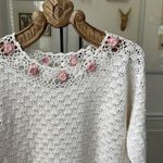Vintage 80s Denim Republic Grannycore Cottagecore Pastel Floral Sweater S White Photo 5