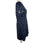 Loft  Dress Navy Feathers V-Neck Short Sleeves 8 Pockets New Photo 14