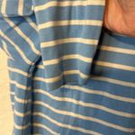 L.L.Bean Womens Blue White Stripe 1/4 Zip Mock Neck Long Sleeve Shirt Sz. Large Photo 4