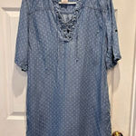 Philosophy Chambray Tencel Blue Raindrop Print Tunic Dress Size Large Boho Photo 0