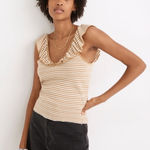 Madewell  Belhaven Ruffle Wool Blend Sweater Tank in Stripe‎ Photo 0