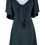 Dokotoo Black Tie Front Flutter Sleeve Mini Dress S Boho Cottagecore Festival Photo 0