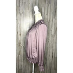 Current Air Women's Size Large Light Purple Tie Front Long Sleeve Satin Blouse Photo 3