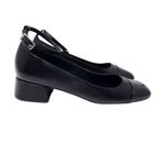 Arezzo Black Slingback Leather Chloe Ankle Strap Low Block Heel Pumps Size 7.5 B Photo 1