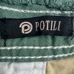 Potili High Waisted Distressed Color Block Denim Shorts Green Size 10 Photo 5