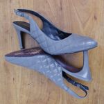 Brooks Brothers Brooks Brother Grey Leather Stitched Pattern Slingback Heels Size 7 Photo 4