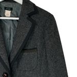 J.Crew  100% Wool Blazer Gray Tweed Jacket Black Trim Tailored Classic Size 6 Photo 4