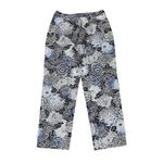 Talbots  Stretch Blue Black‎ White Floral Ankle Pants 14 Cotton Spandex Blend Photo 3