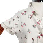 Japna  Martini Print White Button-Down Shirt Size Small NWT Photo 1